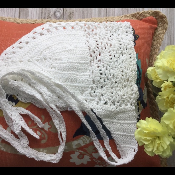 NEW STYLE BOHO WHITE CROCHET KNIT LINED BRALETTE - Picture 7 of 8